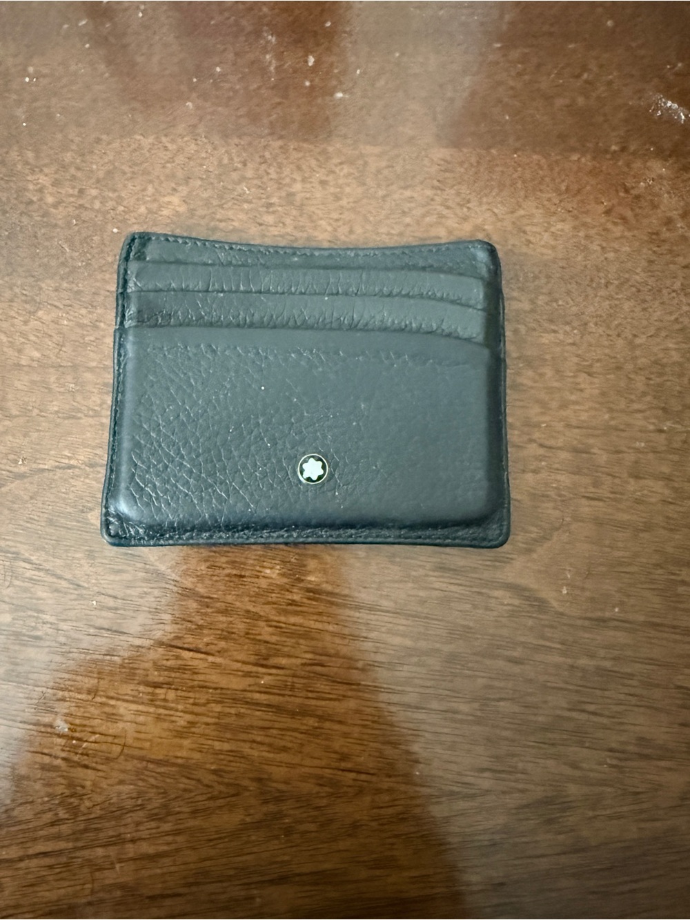 Mont Blanc Black Leather Card Holder with Emblem